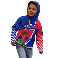 Personalised Haiti Independence Anniversary Kid Hoodie Mix Hibiscus - Flag Color - Wonder Print Shop