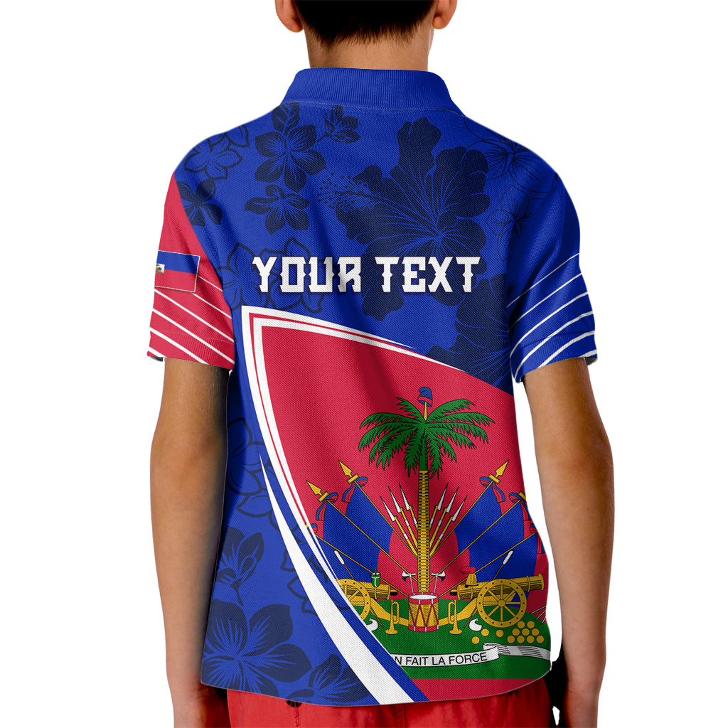 Personalised Haiti Independence Anniversary Kid Polo Shirt Mix Hibiscus - Flag Color - Wonder Print Shop