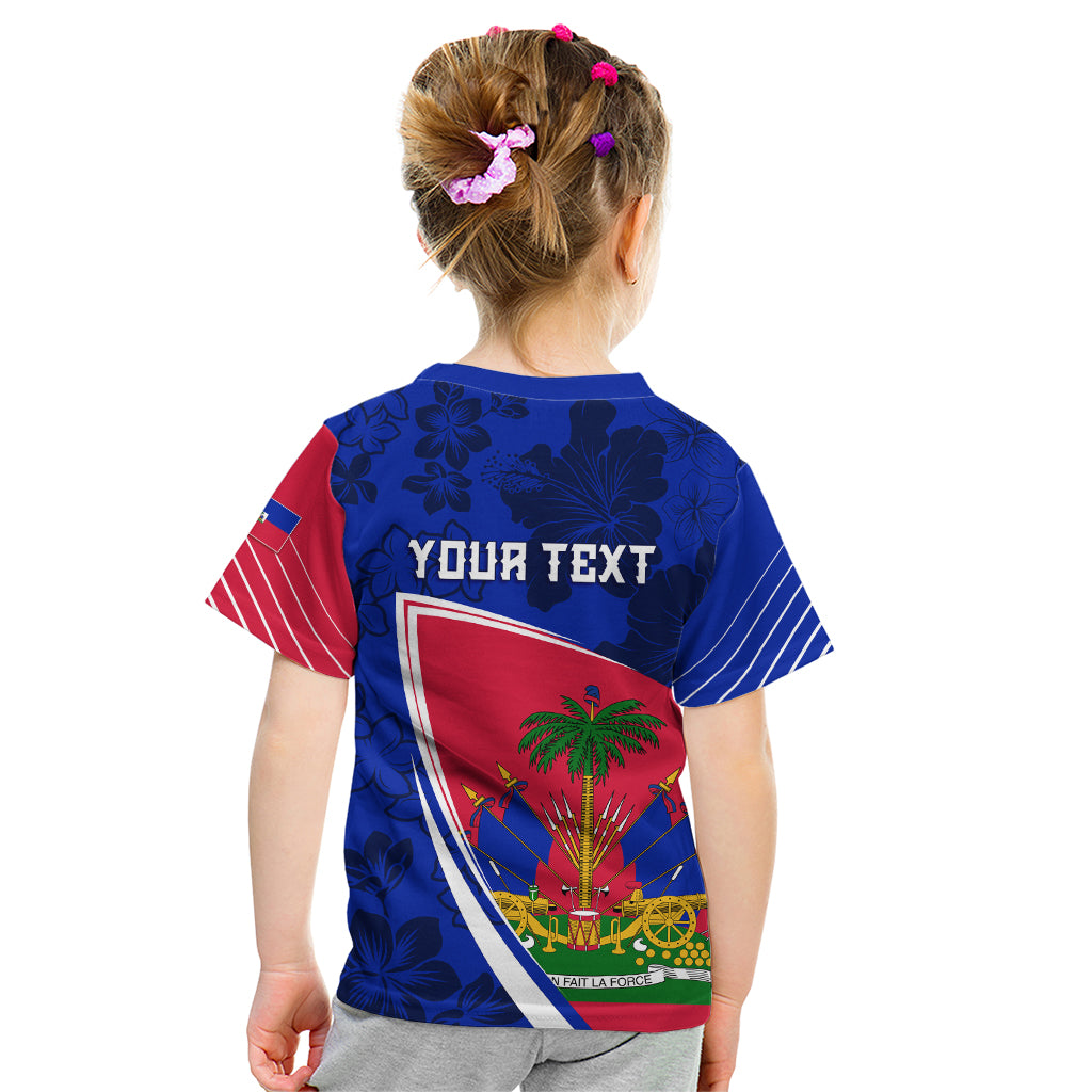 Personalised Haiti Independence Anniversary Kid T Shirt Mix Hibiscus - Flag Color - Wonder Print Shop