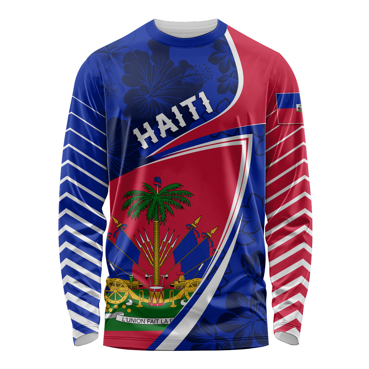 Personalised Haiti Independence Anniversary Long Sleeve Shirt Mix Hibiscus - Flag Color - Wonder Print Shop