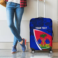 Personalised Haiti Independence Anniversary Luggage Cover Mix Hibiscus - Flag Color - Wonder Print Shop