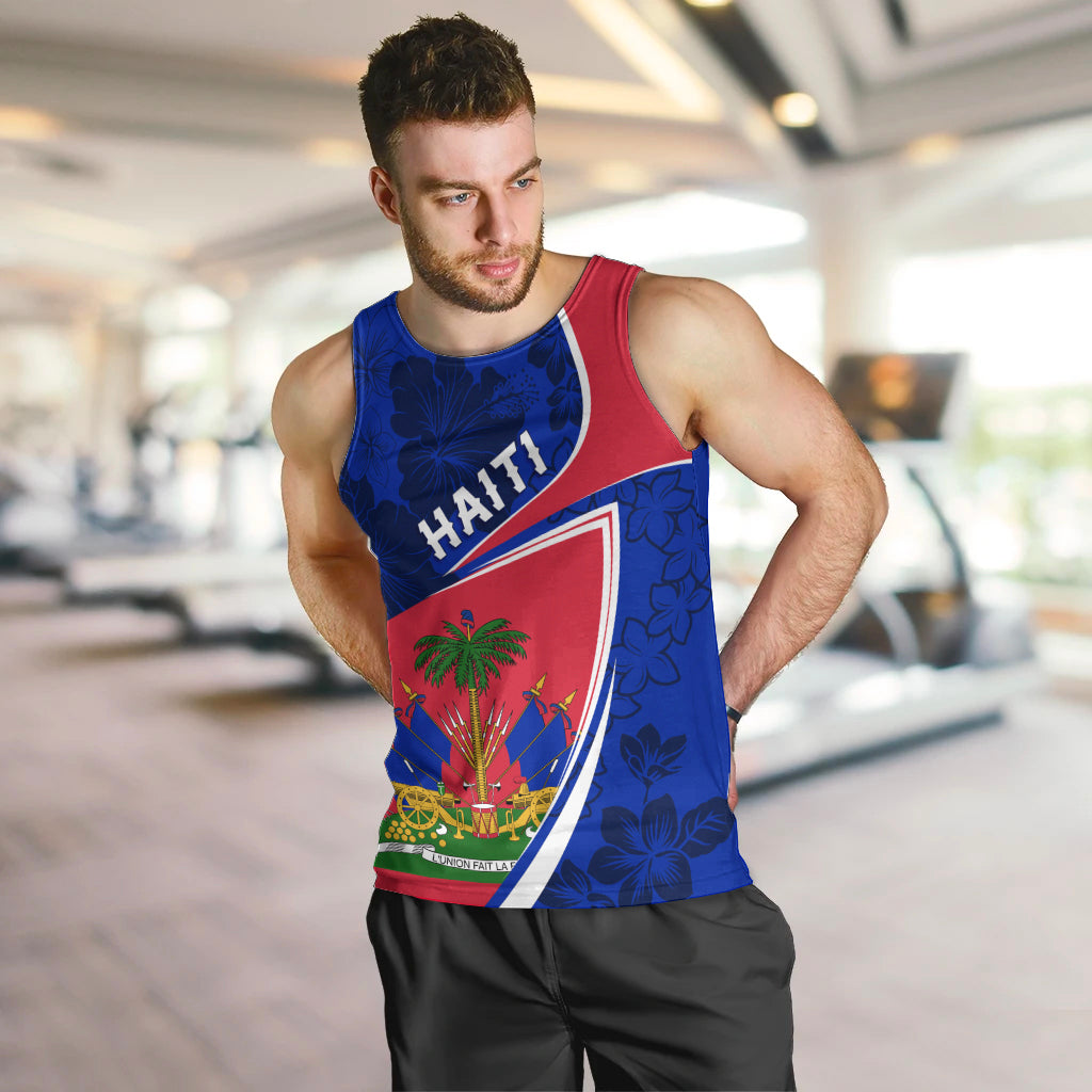 Personalised Haiti Independence Anniversary Men Tank Top Mix Hibiscus - Flag Color - Wonder Print Shop