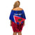 Personalised Haiti Independence Anniversary Off Shoulder Short Dress Mix Hibiscus - Flag Color - Wonder Print Shop