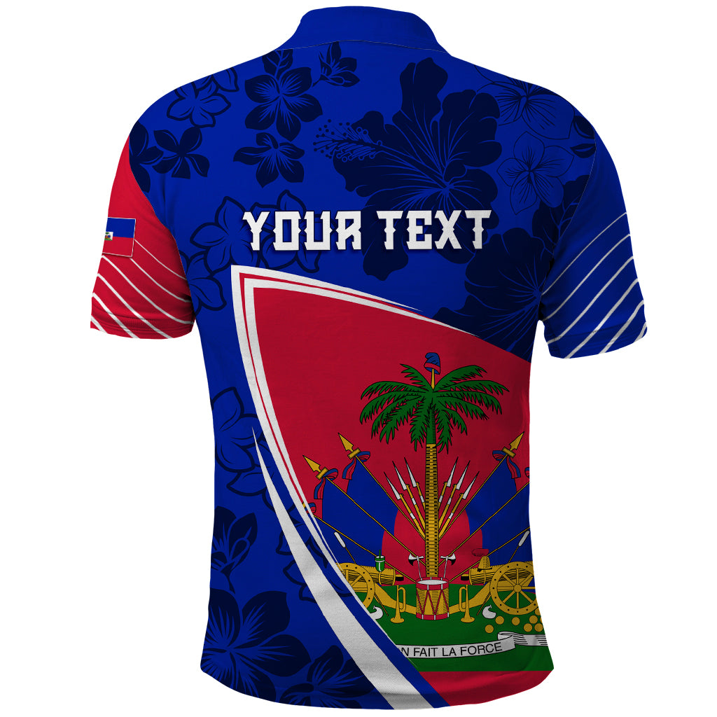 Personalised Haiti Independence Anniversary Polo Shirt Mix Hibiscus - Flag Color - Wonder Print Shop