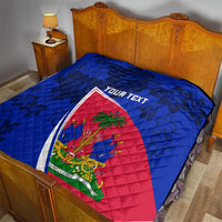 Personalised Haiti Independence Anniversary Quilt Mix Hibiscus - Flag Color - Wonder Print Shop