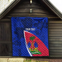 Personalised Haiti Independence Anniversary Quilt Mix Hibiscus - Flag Color - Wonder Print Shop