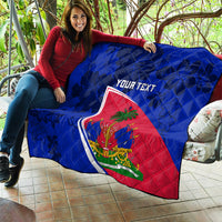 Personalised Haiti Independence Anniversary Quilt Mix Hibiscus - Flag Color - Wonder Print Shop