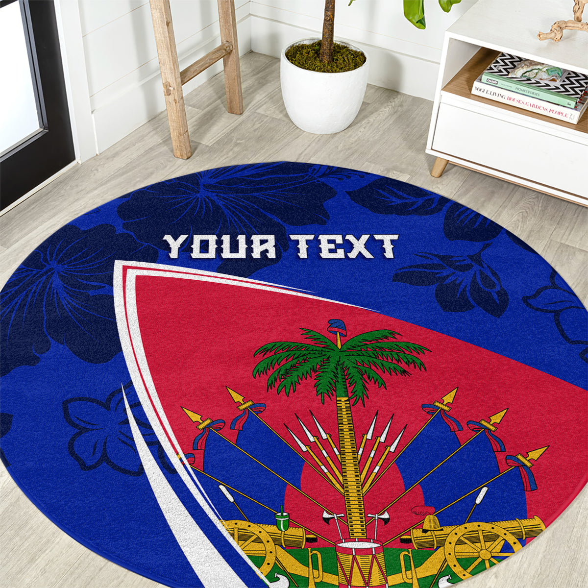 personalised-haiti-independence-anniversary-round-carpet-mix-hibiscus-flag-color