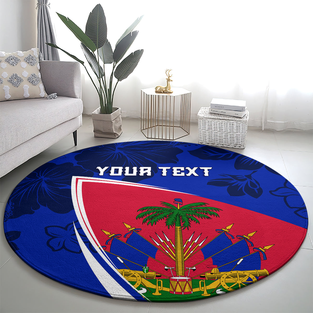 personalised-haiti-independence-anniversary-round-carpet-mix-hibiscus-flag-color