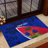 Personalised Haiti Independence Anniversary Rubber Doormat Mix Hibiscus - Flag Color - Wonder Print Shop