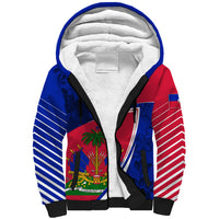Personalised Haiti Independence Anniversary Sherpa Hoodie Mix Hibiscus - Flag Color - Wonder Print Shop