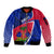 Personalised Haiti Independence Anniversary Sleeve Zip Bomber Jacket Mix Hibiscus - Flag Color - Wonder Print Shop