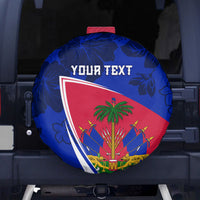 Personalised Haiti Independence Anniversary Spare Tire Cover Mix Hibiscus - Flag Color - Wonder Print Shop