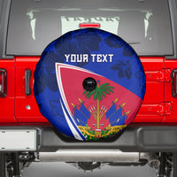 Personalised Haiti Independence Anniversary Spare Tire Cover Mix Hibiscus - Flag Color - Wonder Print Shop