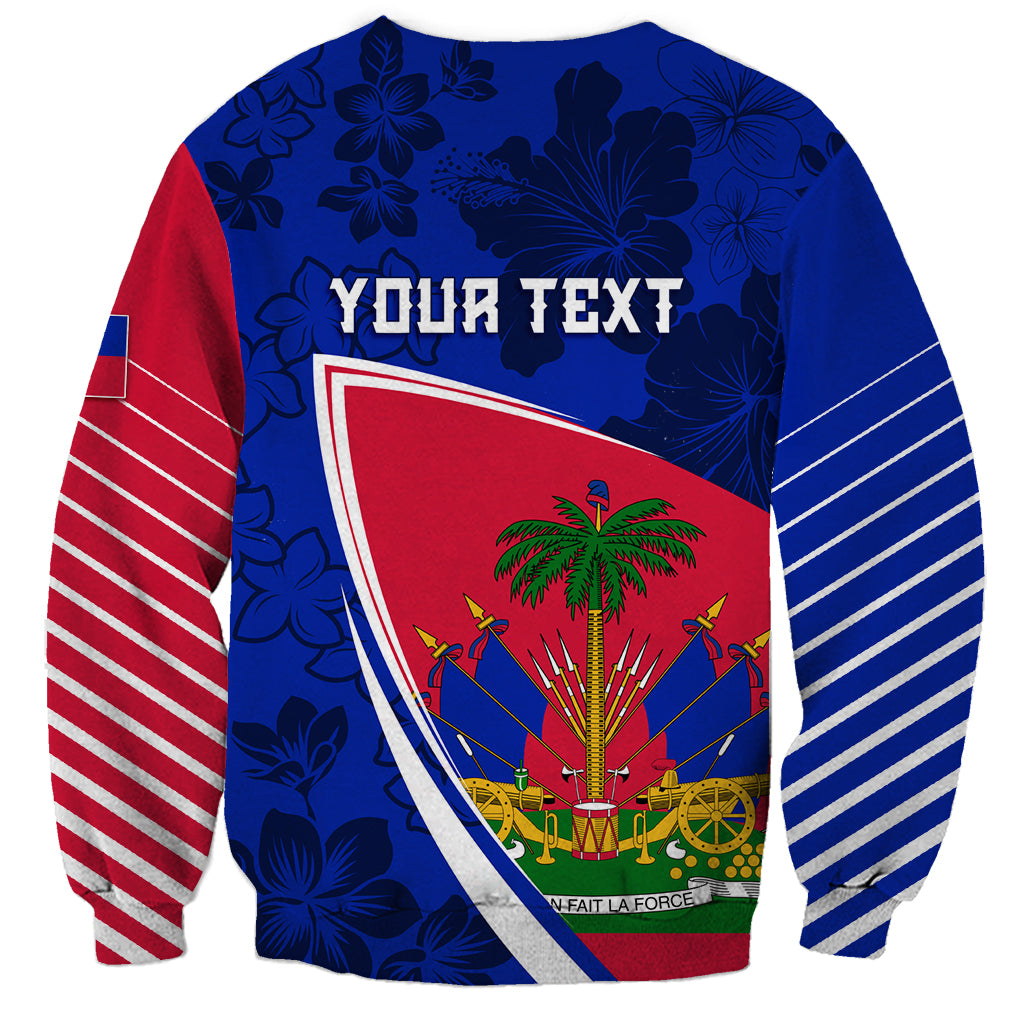 Personalised Haiti Independence Anniversary Sweatshirt Mix Hibiscus - Flag Color - Wonder Print Shop