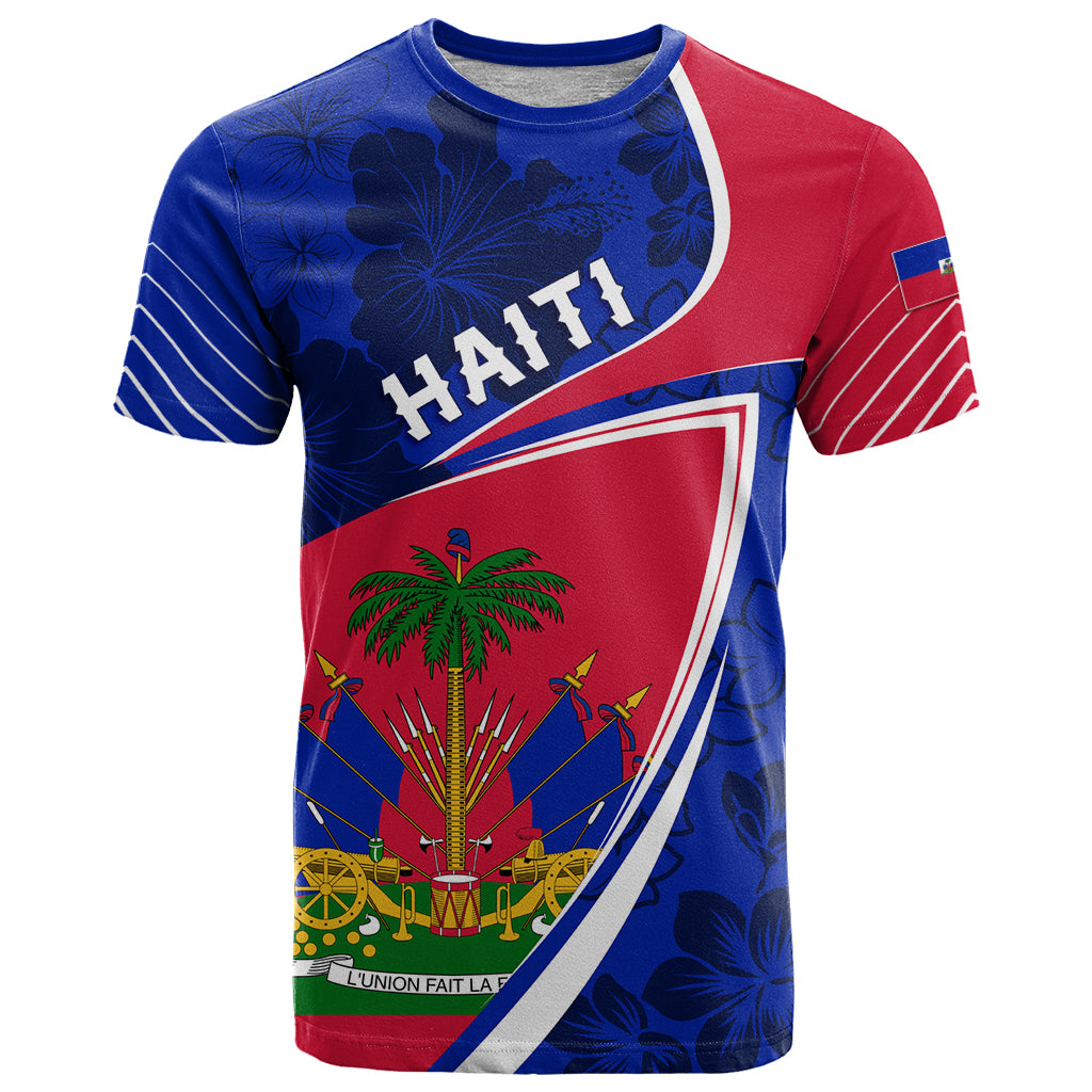 Personalised Haiti Independence Anniversary T Shirt Mix Hibiscus - Flag Color - Wonder Print Shop