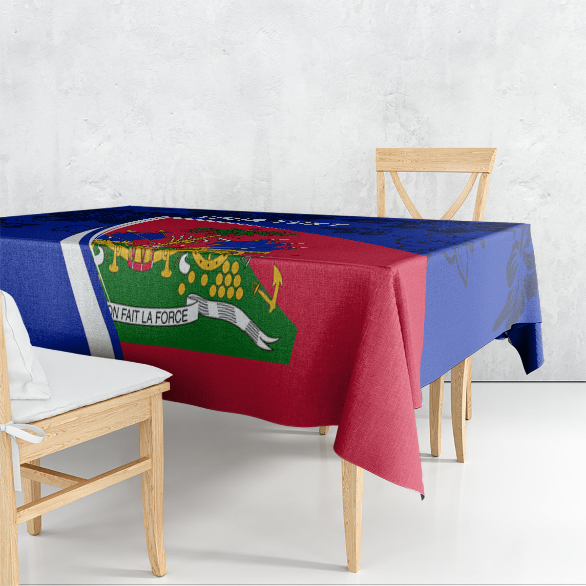 Personalised Haiti Independence Anniversary Tablecloth Mix Hibiscus - Flag Color - Wonder Print Shop