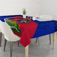 Personalised Haiti Independence Anniversary Tablecloth Mix Hibiscus - Flag Color - Wonder Print Shop