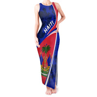 Personalised Haiti Independence Anniversary Tank Maxi Dress Mix Hibiscus - Flag Color - Wonder Print Shop