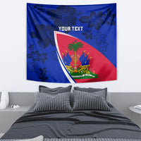 Personalised Haiti Independence Anniversary Tapestry Mix Hibiscus - Flag Color - Wonder Print Shop