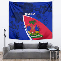 Personalised Haiti Independence Anniversary Tapestry Mix Hibiscus - Flag Color - Wonder Print Shop
