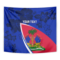 Personalised Haiti Independence Anniversary Tapestry Mix Hibiscus - Flag Color - Wonder Print Shop