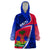 Personalised Haiti Independence Anniversary Wearable Blanket Hoodie Mix Hibiscus - Flag Color - Wonder Print Shop