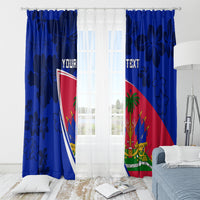 Personalised Haiti Independence Anniversary Window Curtain Mix Hibiscus - Flag Color - Wonder Print Shop