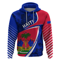 Personalised Haiti Independence Anniversary Zip Hoodie Mix Hibiscus - Flag Color - Wonder Print Shop
