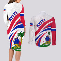 Haiti Independence Anniversary Couples Matching Long Sleeve Bodycon Dress and Long Sleeve Button Shirt Ayiti Basic Style LT7 - Wonder Print Shop