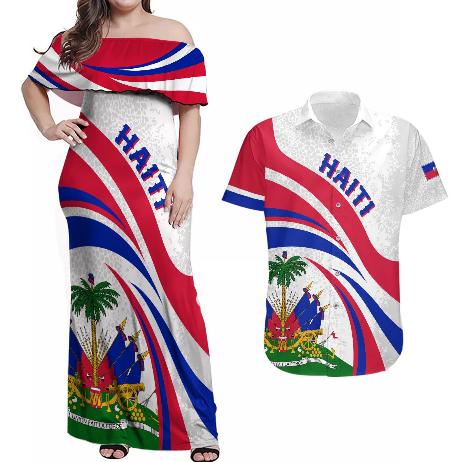 haiti-independence-anniversary-couples-matching-off-shoulder-maxi-dress-and-hawaiian-shirt-ayiti-basic-style
