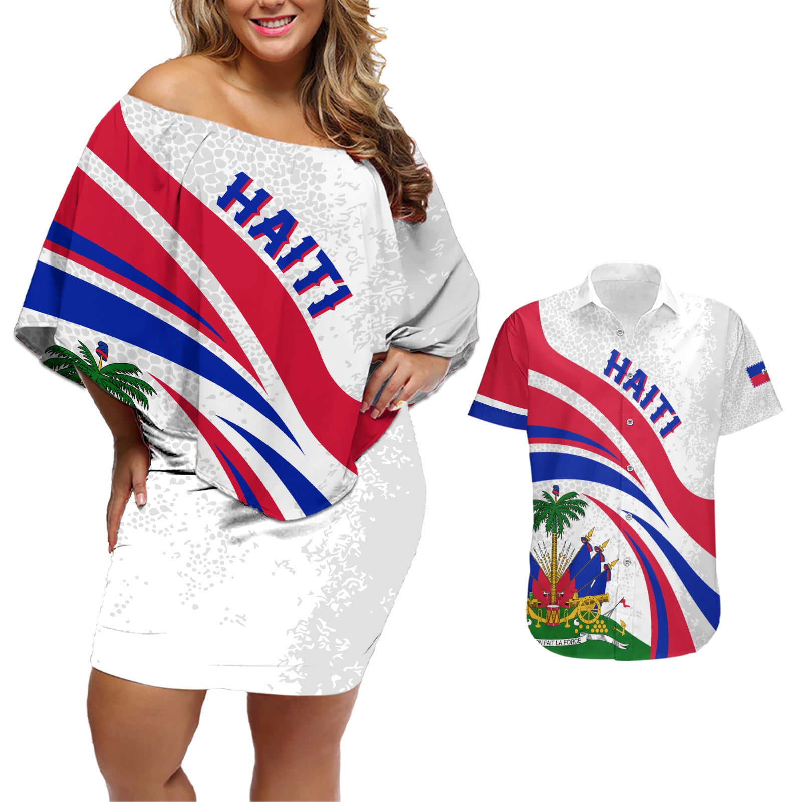 haiti-independence-anniversary-couples-matching-off-shoulder-short-dress-and-hawaiian-shirt-ayiti-basic-style