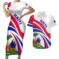 Haiti Independence Anniversary Couples Matching Short Sleeve Bodycon Dress and Hawaiian Shirt Ayiti Basic Style LT7 - Wonder Print Shop