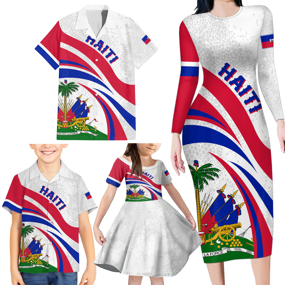 haiti-independence-anniversary-family-matching-long-sleeve-bodycon-dress-and-hawaiian-shirt-ayiti-basic-style