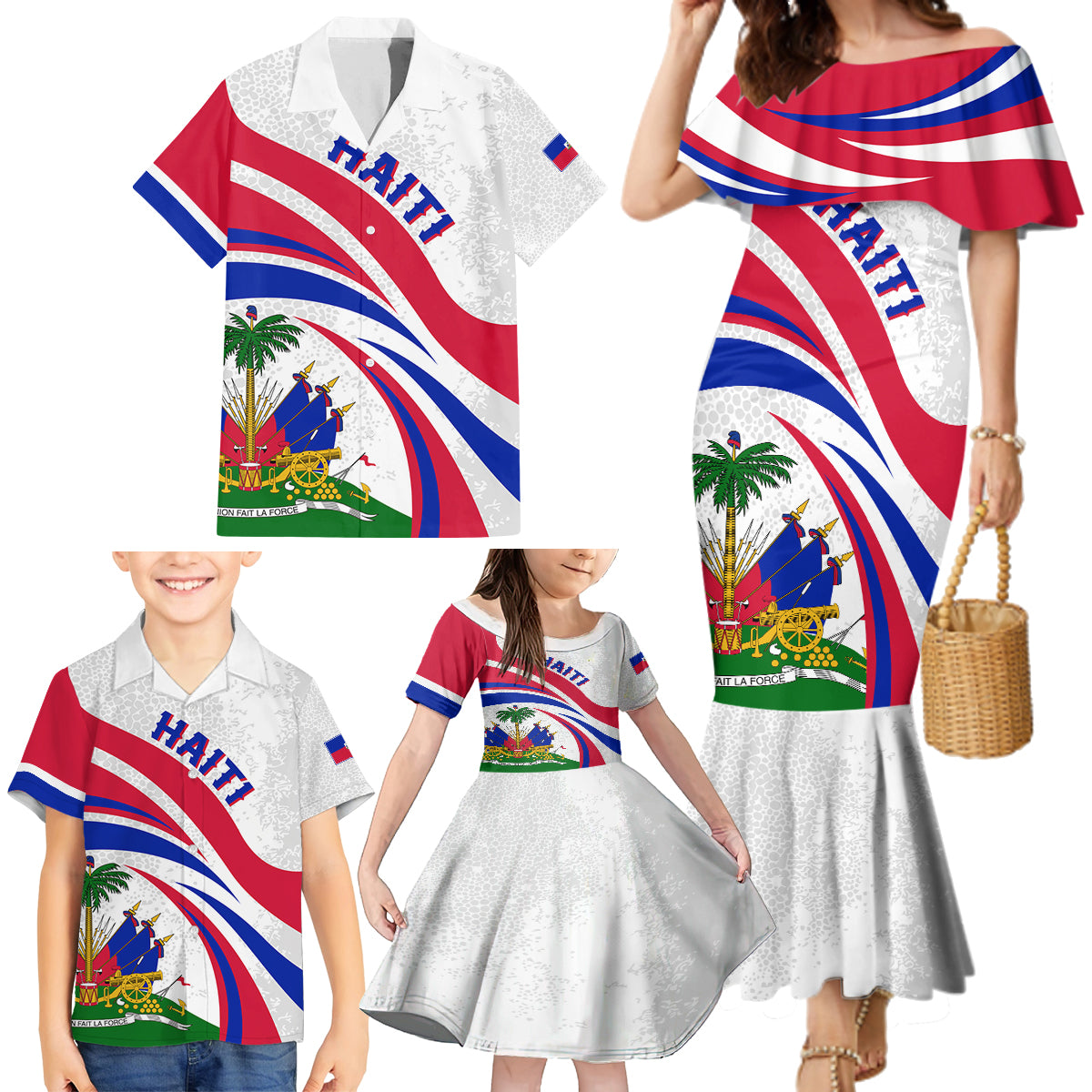haiti-independence-anniversary-family-matching-mermaid-dress-and-hawaiian-shirt-ayiti-basic-style