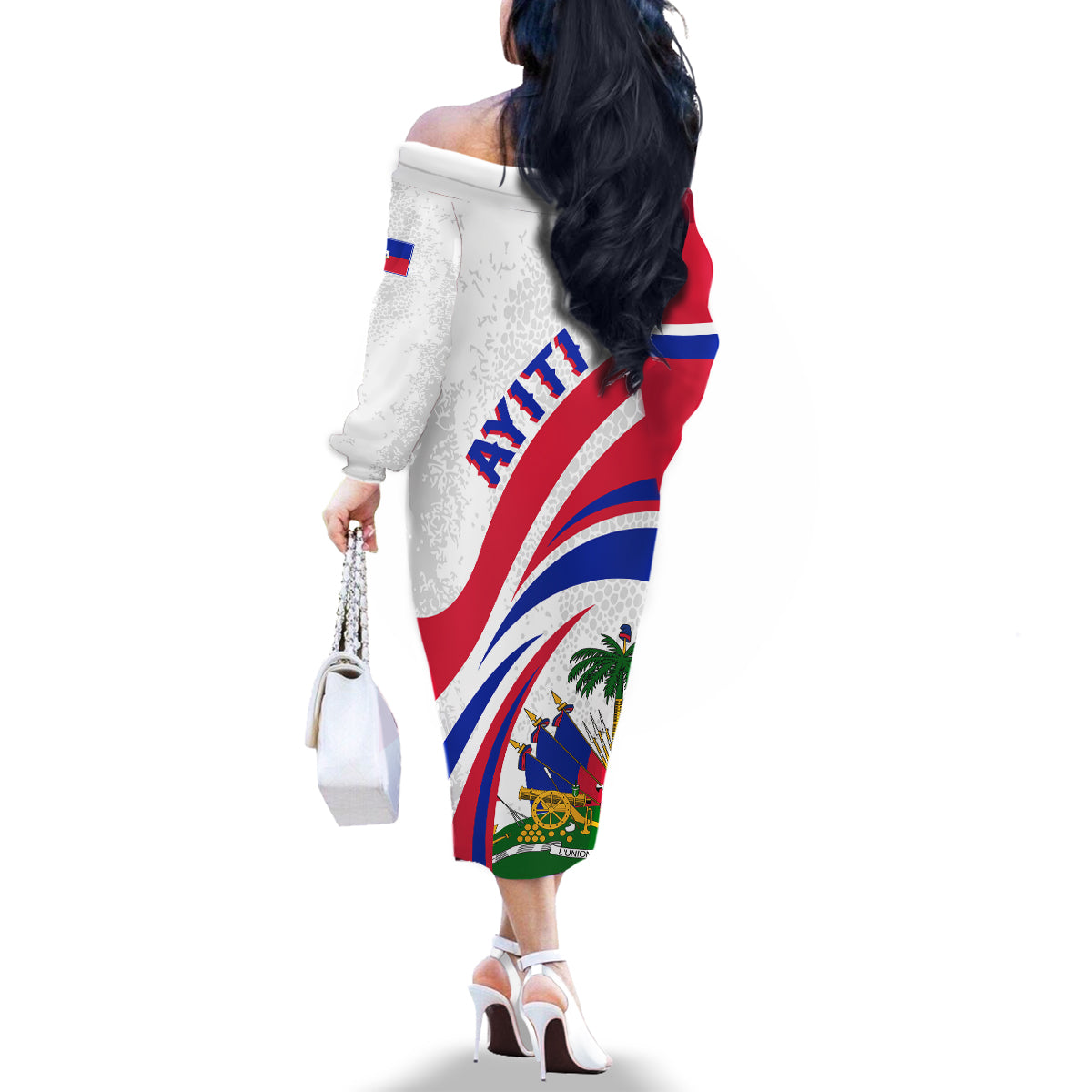 Haiti Independence Anniversary Family Matching Off Shoulder Long Sleeve Dress and Hawaiian Shirt Ayiti Basic Style - Wonder Print Shop