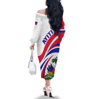 Haiti Independence Anniversary Family Matching Off Shoulder Long Sleeve Dress and Hawaiian Shirt Ayiti Basic Style - Wonder Print Shop