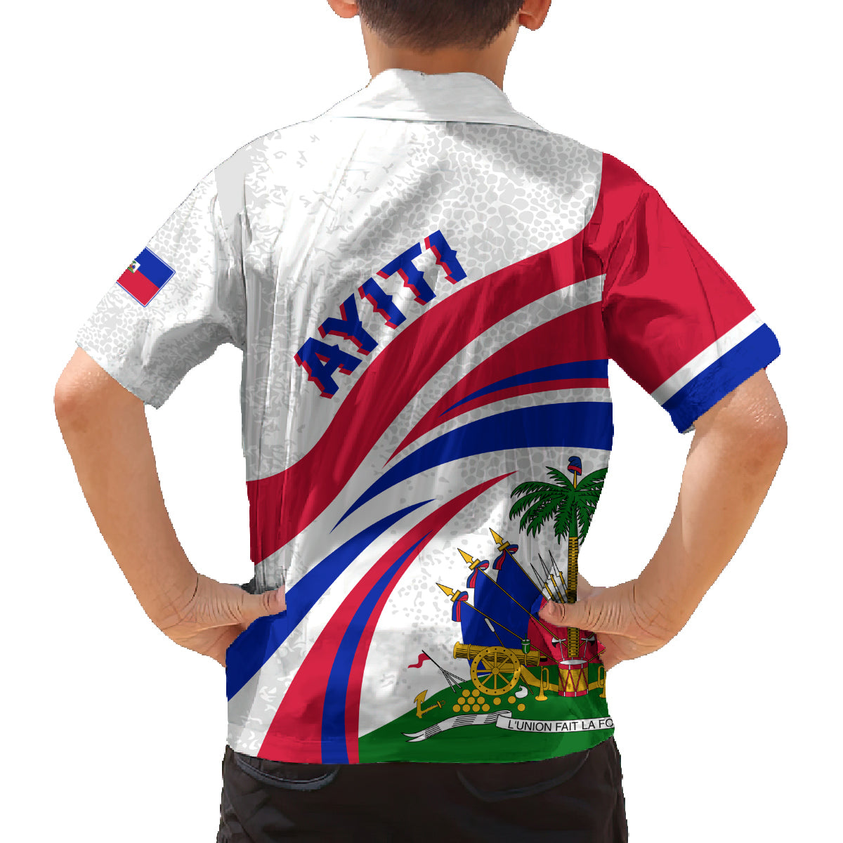 Haiti Independence Anniversary Family Matching Off Shoulder Short Dress and Hawaiian Shirt Ayiti Basic Style LT7 - Wonder Print Shop