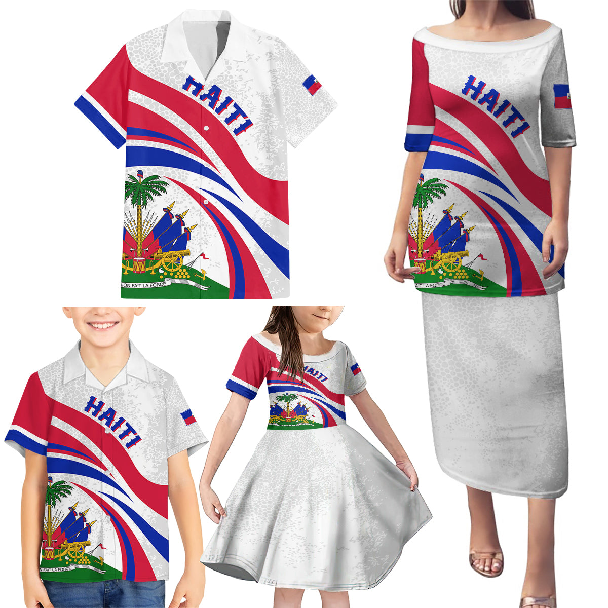 Haiti Independence Anniversary Family Matching Puletasi and Hawaiian Shirt Ayiti Basic Style - Wonder Print Shop