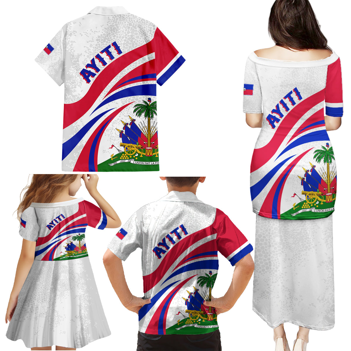 Haiti Independence Anniversary Family Matching Puletasi and Hawaiian Shirt Ayiti Basic Style - Wonder Print Shop