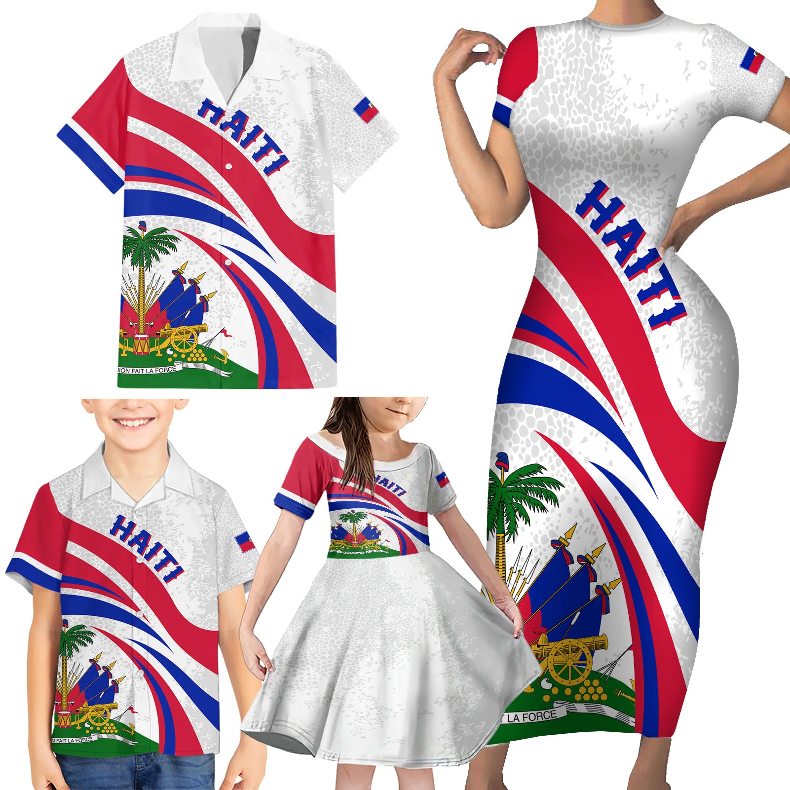 haiti-independence-anniversary-family-matching-short-sleeve-bodycon-dress-and-hawaiian-shirt-ayiti-basic-style
