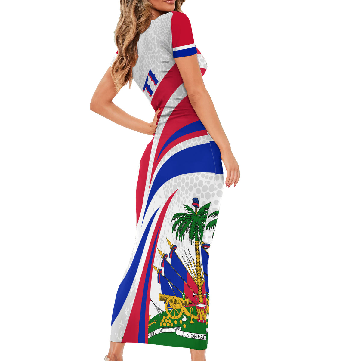Haiti Independence Anniversary Family Matching Short Sleeve Bodycon Dress and Hawaiian Shirt Ayiti Basic Style - Wonder Print Shop