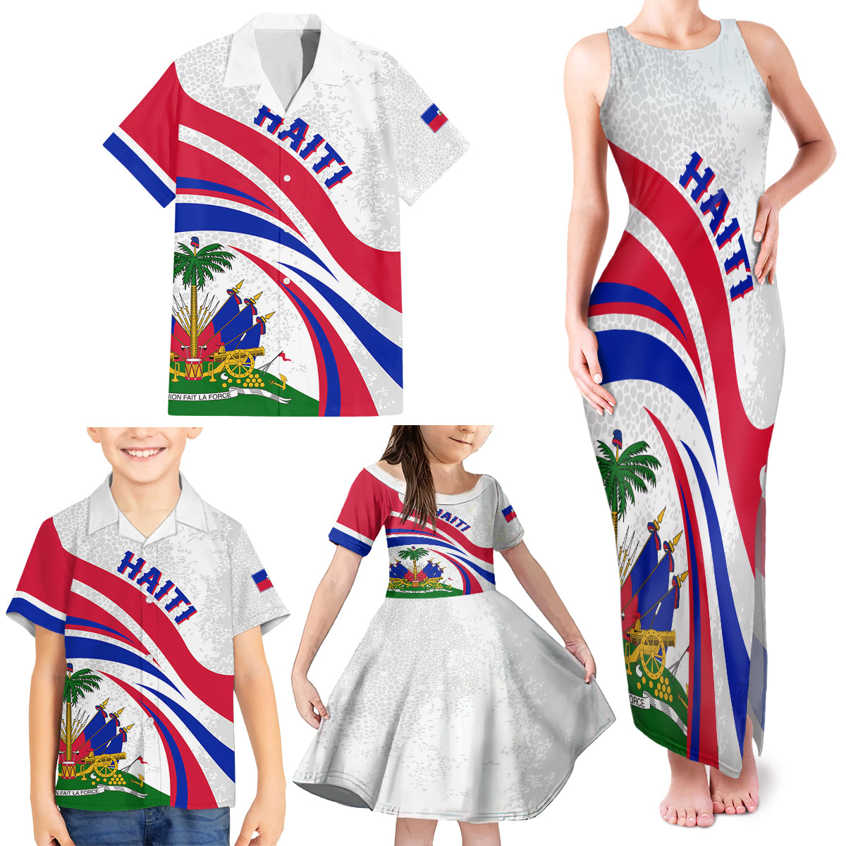 Haiti Independence Anniversary Family Matching Tank Maxi Dress and Hawaiian Shirt Ayiti Basic Style - Wonder Print Shop