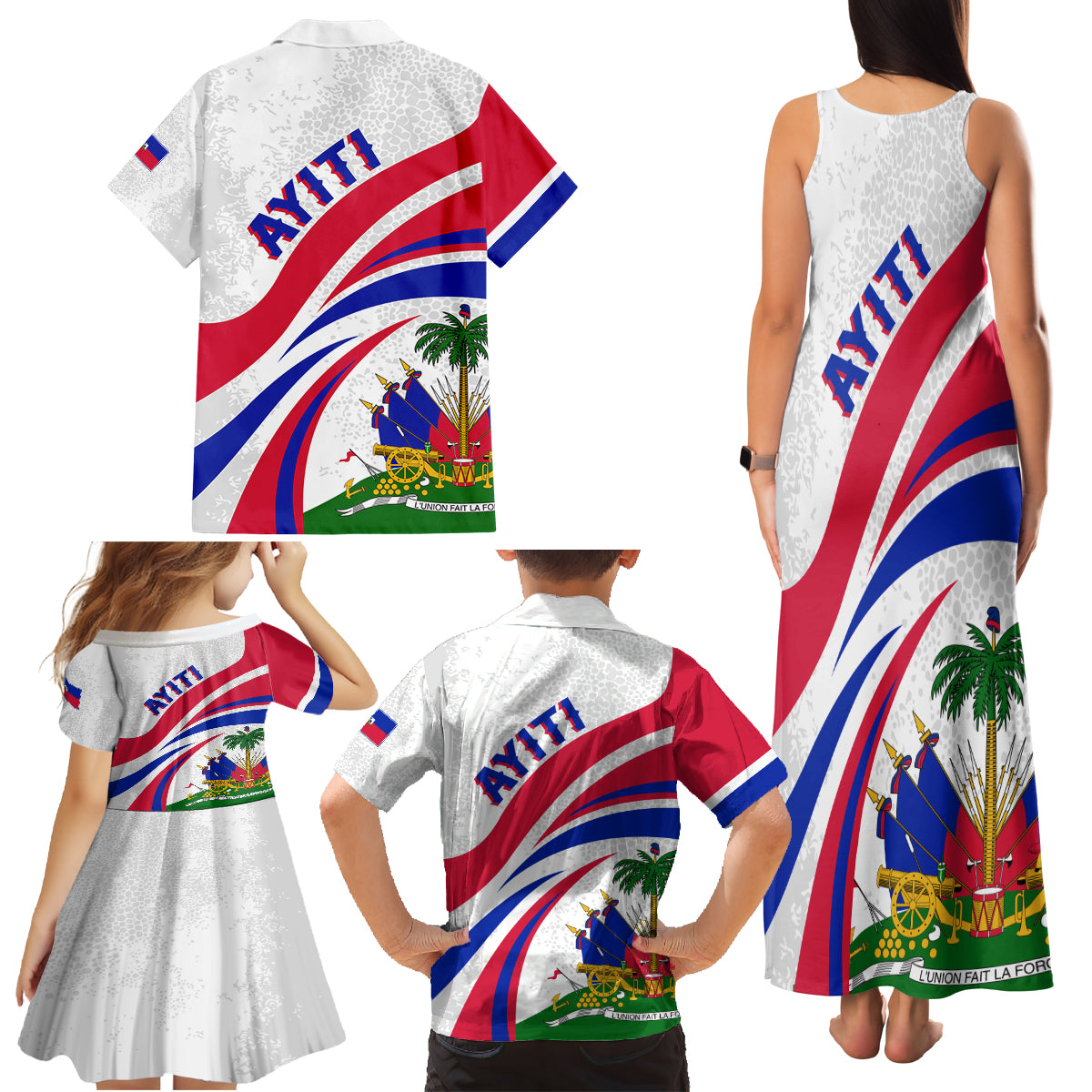 Haiti Independence Anniversary Family Matching Tank Maxi Dress and Hawaiian Shirt Ayiti Basic Style - Wonder Print Shop