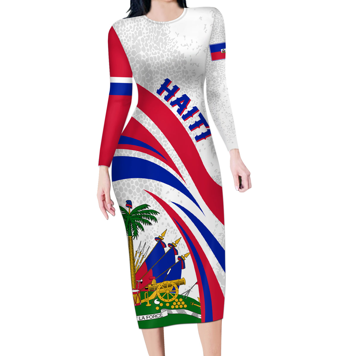 Haiti Independence Anniversary Long Sleeve Bodycon Dress Ayiti Basic Style - Wonder Print Shop