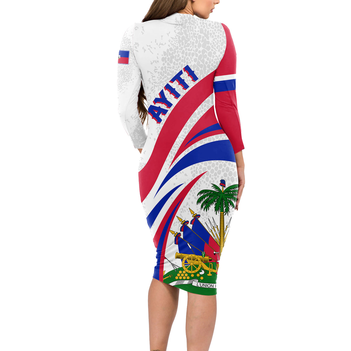 Haiti Independence Anniversary Long Sleeve Bodycon Dress Ayiti Basic Style - Wonder Print Shop