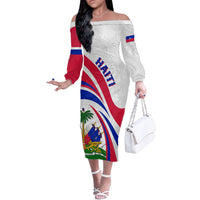 Haiti Independence Anniversary Off The Shoulder Long Sleeve Dress Ayiti Basic Style - Wonder Print Shop