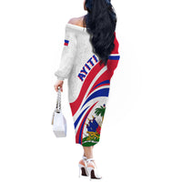 Haiti Independence Anniversary Off The Shoulder Long Sleeve Dress Ayiti Basic Style - Wonder Print Shop