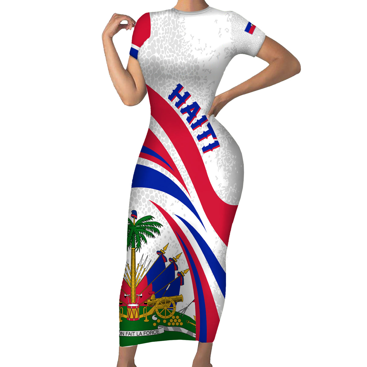 Haiti Independence Anniversary Short Sleeve Bodycon Dress Ayiti Basic Style - Wonder Print Shop