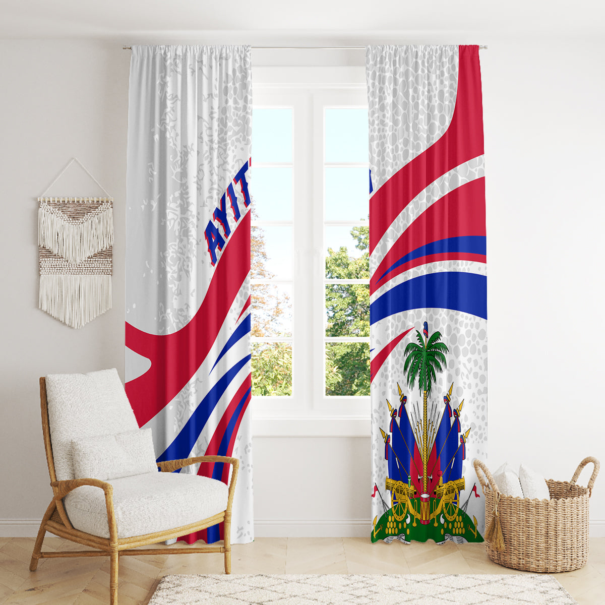 Haiti Independence Anniversary Window Curtain Ayiti Basic Style - Wonder Print Shop